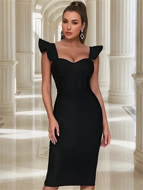 Платье футляр бандажное вечернее SeDress-Fly-black