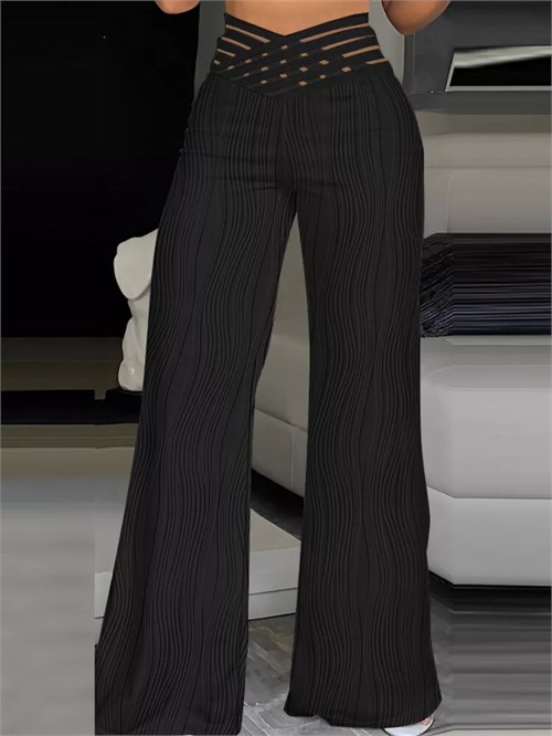 Брюки палаццо на резинке SeBriyki-volna-black