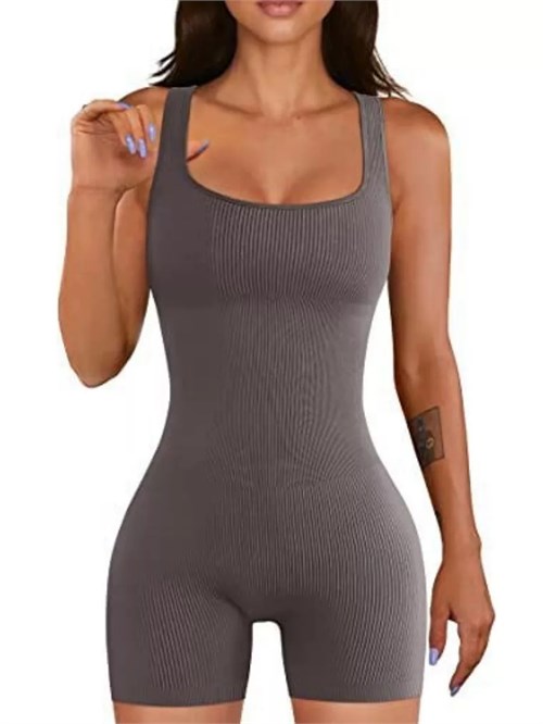 Комбинезон спортивный в рубчик для йоги SeKombez-rubchik-beg