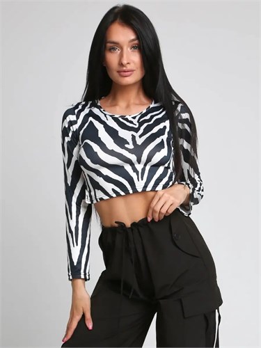 топ с завязками для танцев pole dance с принтом зебра top-zebra