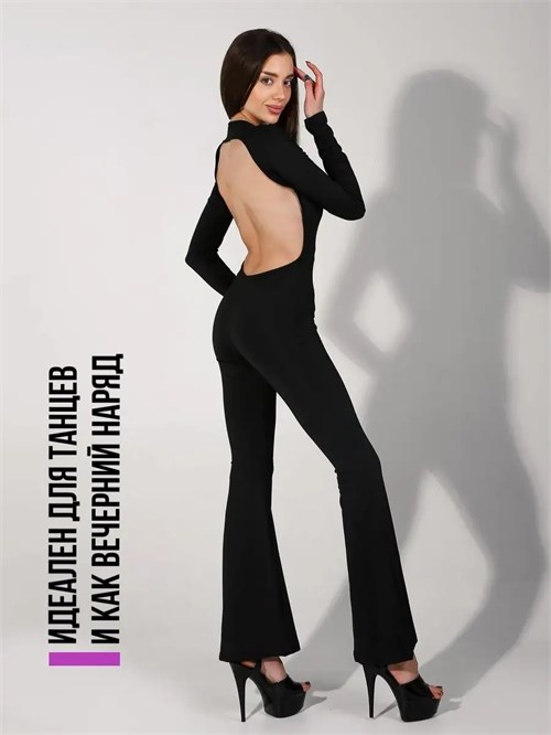 Комбинезон костюм pole dance танцев пилона черный вечерний Kombez-vanessa