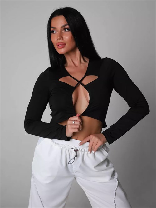 Топ черный SeTop-flower-black