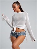 туника прозрачная лонгслив накидка на купальник SeTop-beach-white