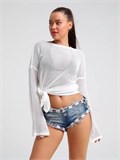 туника прозрачная лонгслив накидка на купальник SeTop-beach-white