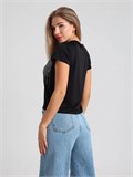 Футболка со стразами короткая SeFutb-short-black