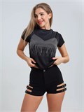 Футболка со стразами короткая SeFutb-short-black