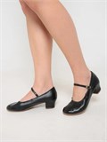Туфли народные на широком каблуке с ремешком Folk-dance-black