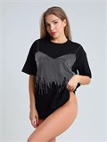 Футболка со стразами SeFutb-long-black