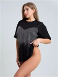 Футболка со стразами SeFutb-long-black