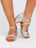 Туфли танцевальные обувь для бальных танцев латина Latina-shine-silver