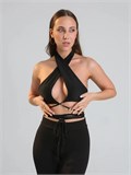 Топ халтер майка с завязками на талии для танцев Halter-black