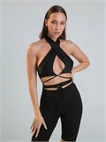 Топ халтер майка с завязками на талии для танцев Halter-black