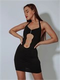 Платье мини вечернее со стразами на Новый Год Dress-mini-black