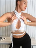 Топ халтер майка с завязками на талии для танцев Halter-white