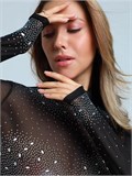 Комбинезон для танцев и гимнастики со стразами komb-glam-black