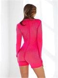 Комбинезон для танцев и гимнастики со стразами Komb-shine-pink