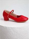 Туфли для народных танцев на широком каблуке с ремешком Folk-dance-red