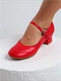 Туфли для народных танцев на широком каблуке с ремешком Folk-dance-red