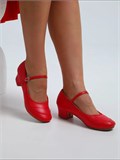 Туфли для народных танцев на широком каблуке с ремешком Folk-dance-red