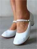 Туфли для народных танцев на широком каблуке с ремешком Folk-dance-white